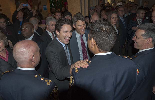 VANCOUVER, BC - DECEMBER 17, 2015, - Canadian Prime Minister Justin Trudeau attends City Hall with mayor Gregor Robertson in Vancouver, BC. December 17, 2015. (Arlen Redekop / PNG photo) (story by reporter) [PNG Merlin Archive]